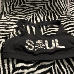 lululemon athletica Black Sports Bra with Camouflage 'SOUL' Graphic